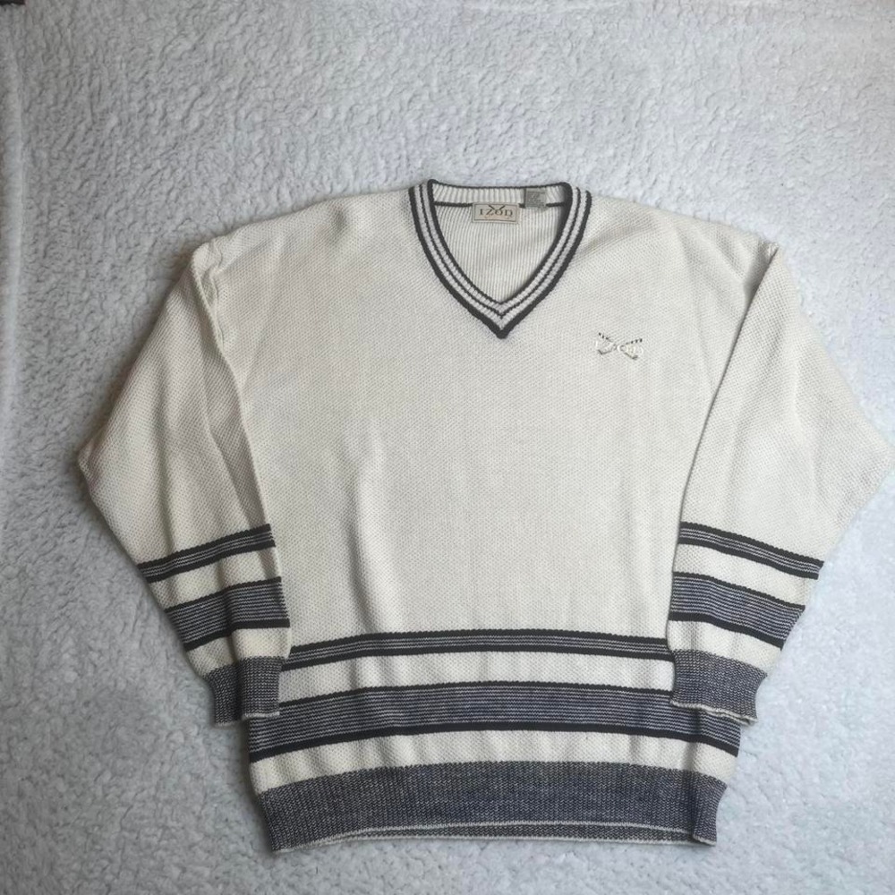 Vintage izod golf men's white‎ knit sweater 90s preppy xl